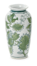 Hand-Painted Green and White Chinoiserie Vases