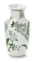 Hand-Painted Green and White Chinoiserie Vases