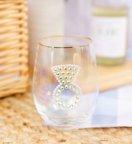 Rhinestone Ring Wine Glass