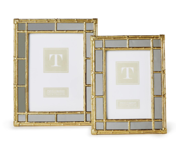 Bamboo Design Gold Photo Frame with Mirror Edge