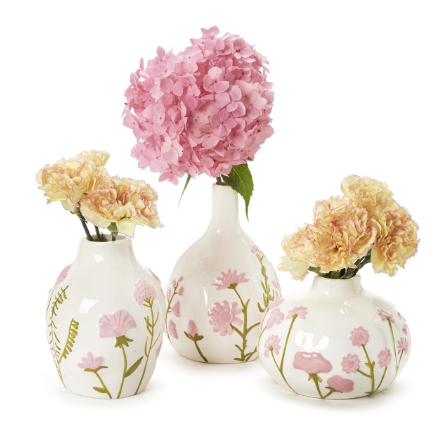 Hand-Painted Pink Floral Vases