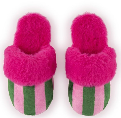 Felicity Stripe Slippers - Green & Pink