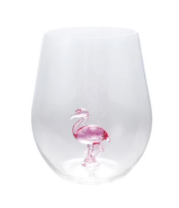 Acrylic Stemless Wine Glass with Flamingo Inside