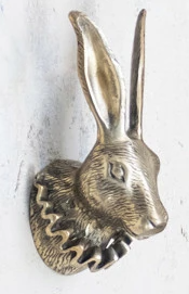 Cast Aluminum Rabbit Head with Ruff Collar Wall Décor