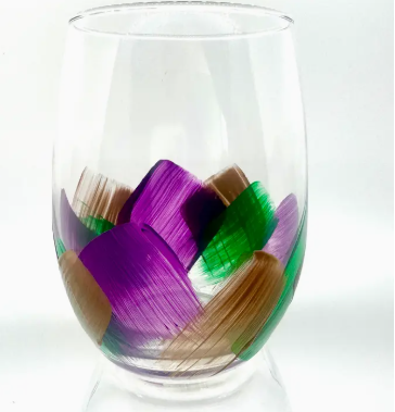 Mardi Gras Stemless Wine Glasses