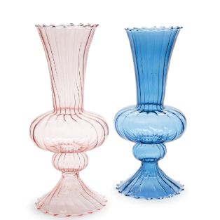 Swirl Hand-Blown Glass Fluted Vase