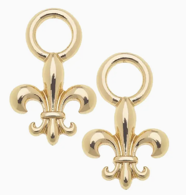 Fleur De Lis Huggie Charm (Set of 2) in Shiny Gold