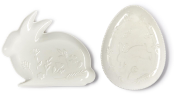 Bunny and Egg Serving Platter with Embossed Pattern