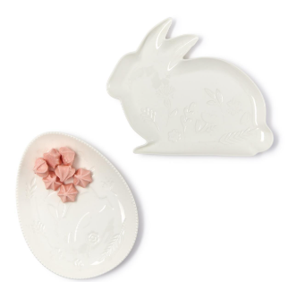 Bunny and Egg Serving Platter with Embossed Pattern