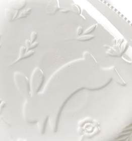 Bunny and Egg Serving Platter with Embossed Pattern