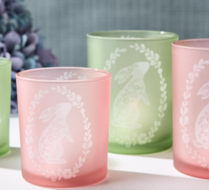 Floral Bunny Tealight / Votive Candleholders