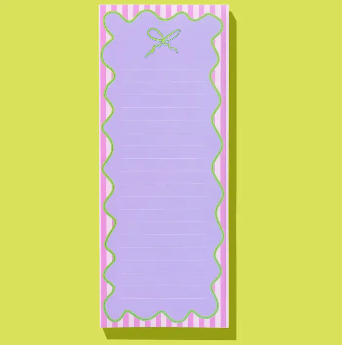 List Pad w/ Magnet - Green Ribbon + Bow - 100 Sheets