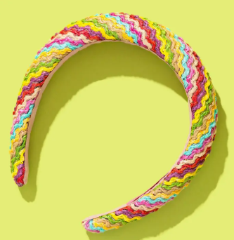 Padded Headband - Rattan - Multi-Colored Wavy Stripes