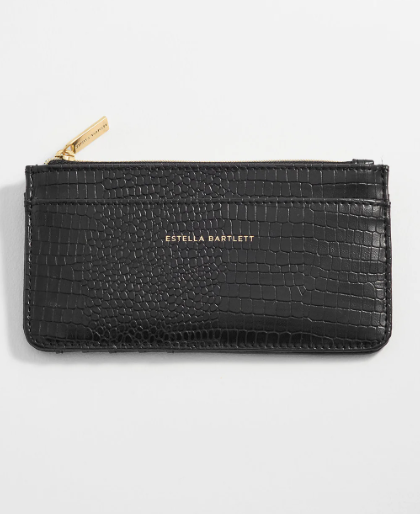 Long Card Purse - Black Croc