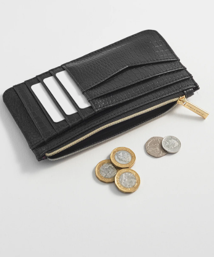 Long Card Purse - Black Croc