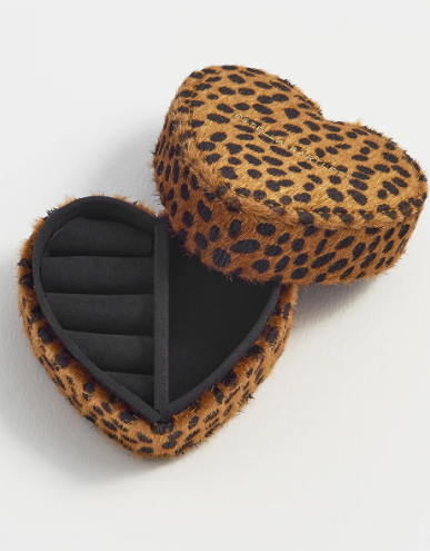 Mini Heart Cheetah Travel Jewelry Box