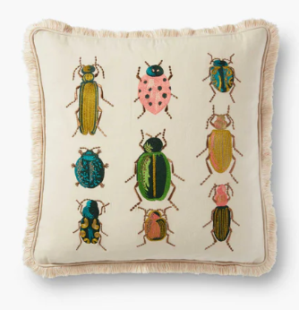 Beetles and Bugs Embroidered Pillow