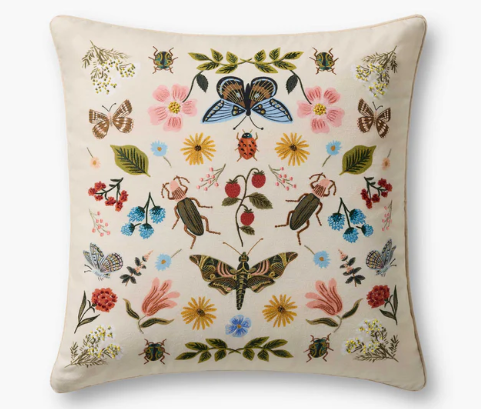 Curio Garden Embroidered Pillow