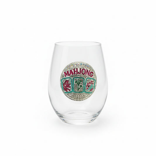 Mahjong Jeweled Stemless Wine Glass