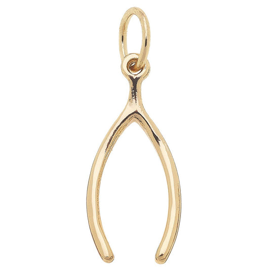 Lucky Wishbone Charm in Shiny Gold