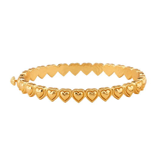 Love Petite Hinged Bangle - Gold S/M