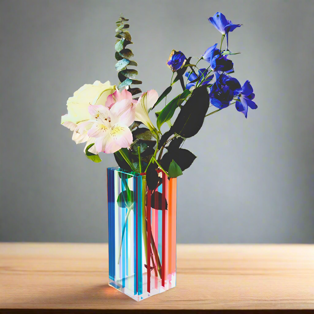 Striped Colorful Bouquet Vase - Multicolor