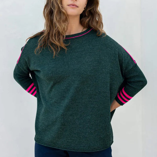 Catalina Crewneck Sweater - Alpine + Lipstick Colorblock Sport