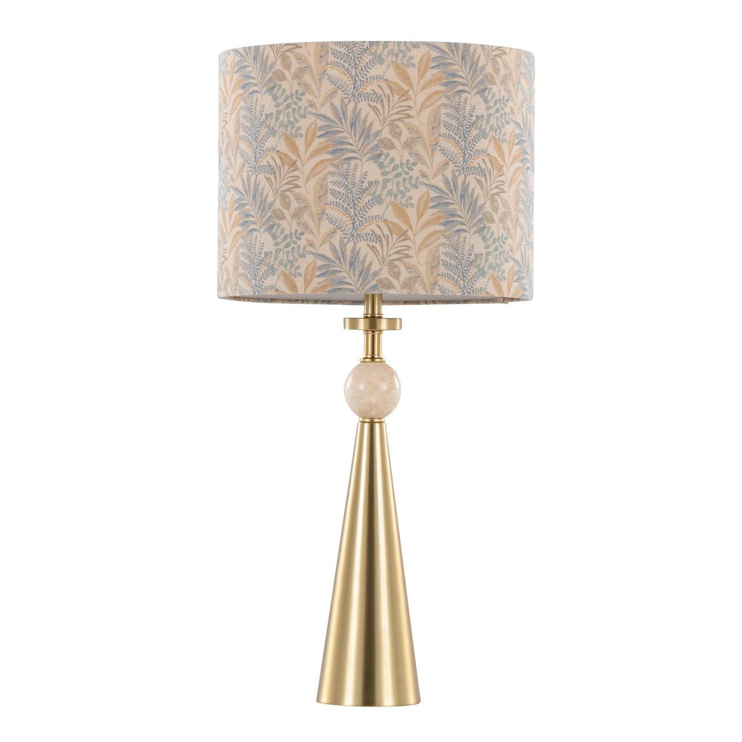 Cone Travertine Table Lamp in Gold Metal
