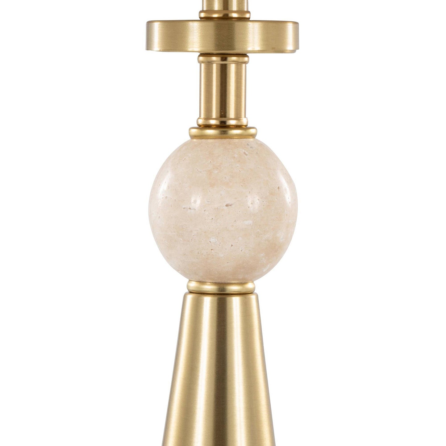 Cone Travertine Table Lamp in Gold Metal