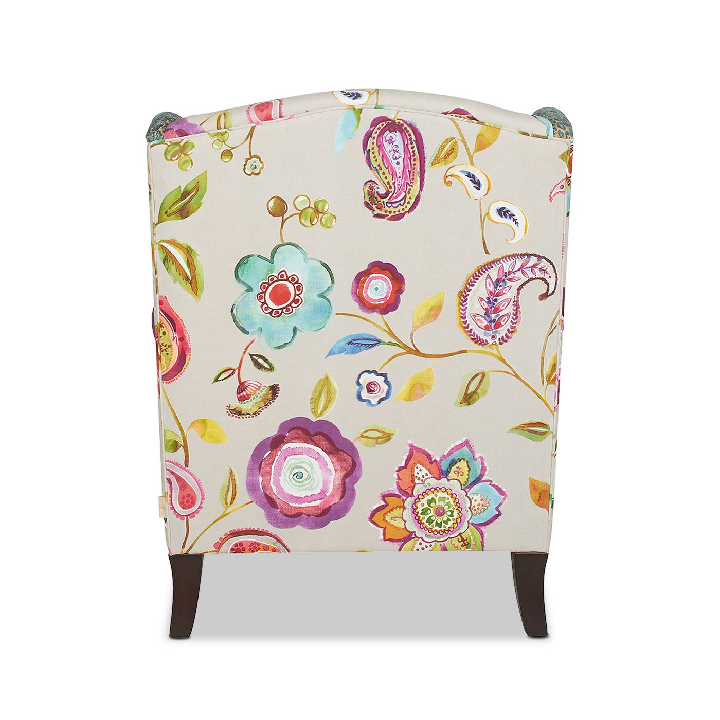 Eclectic Floral Patchwork Boho Wingback Accent Arm Chair