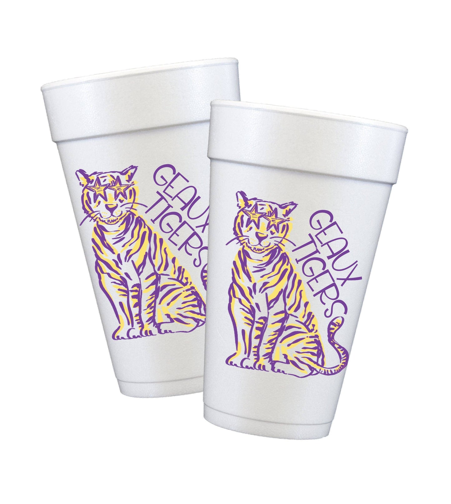 Purple & Gold Tiger Styrofoam Cups