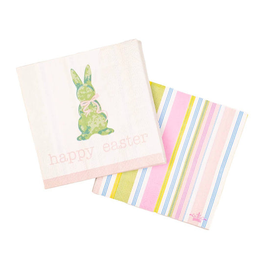 Boxwood Bunny Cocktail Napkins   White/Multi