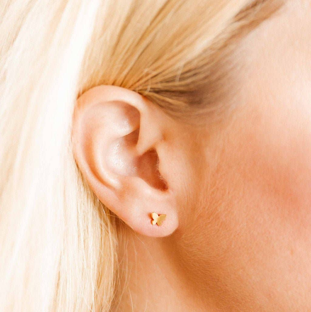 Screwback Stud Earrings - Billie Butterfly Gold