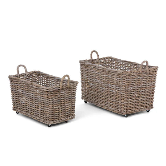 Rattan Woven Storage Basket with Casters