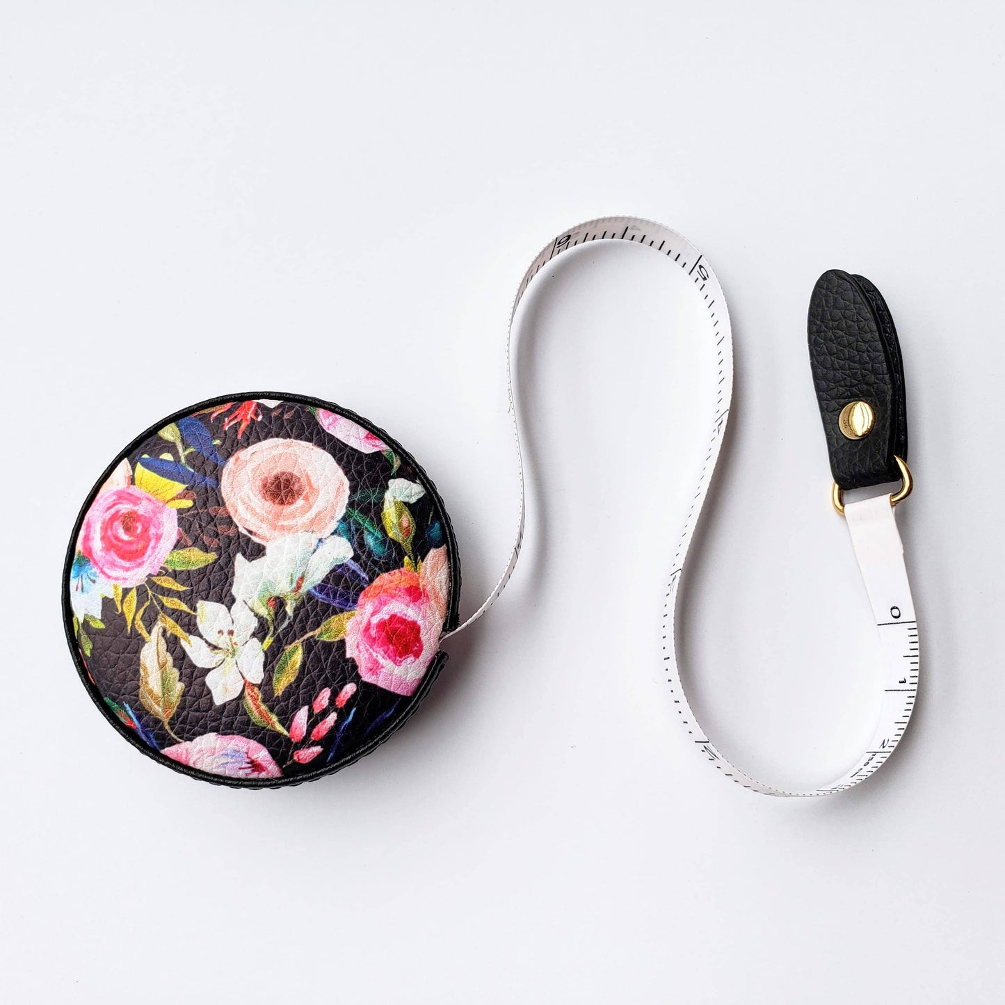 Floral on Black Measuring Tape