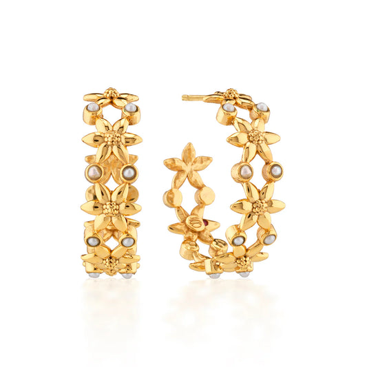 Jasmine Hoop Earrings - Pearl White
