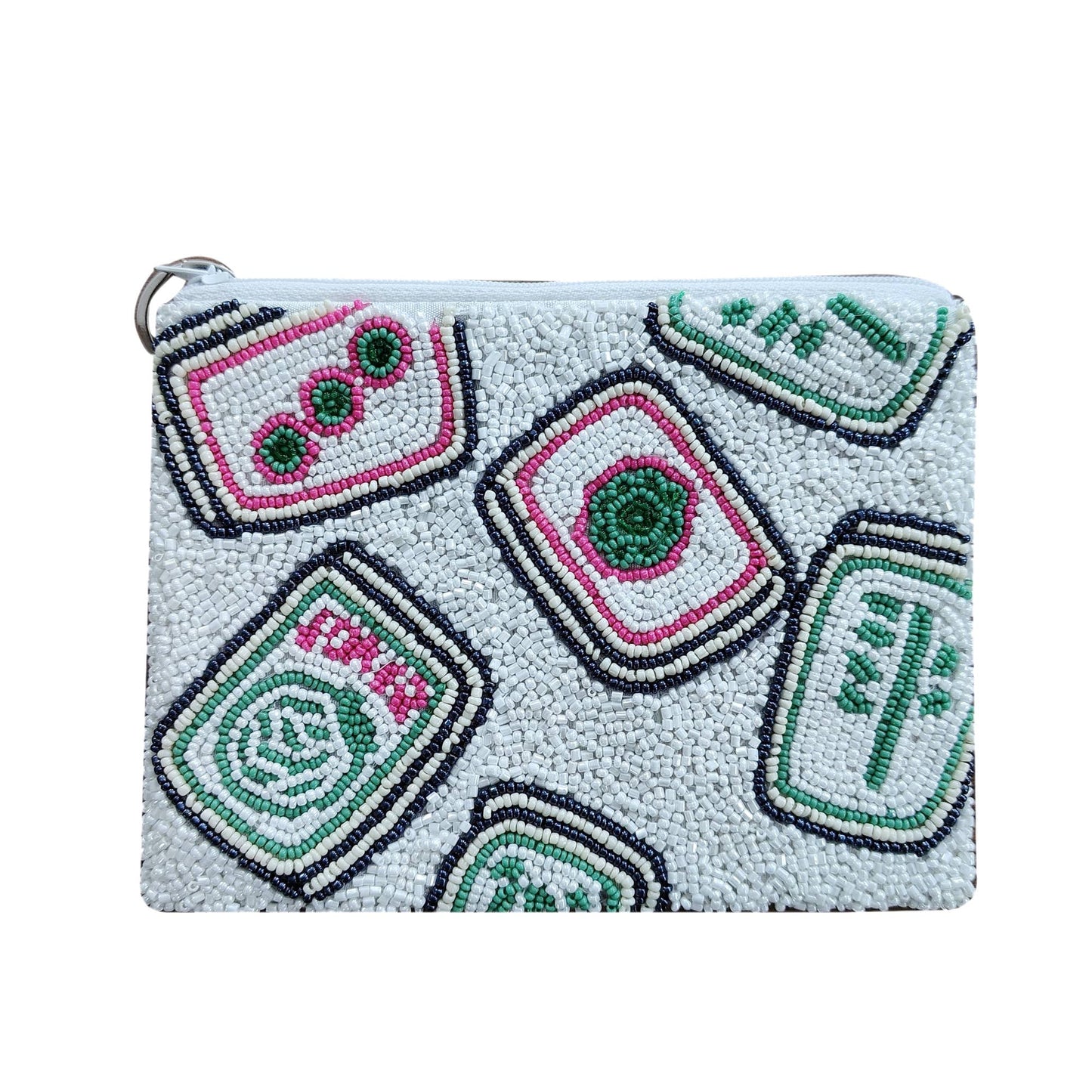 Mahjong Cards Beaded Coin Purse