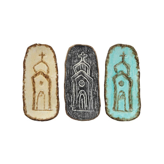 Embossed Cast Iron Dish with Church