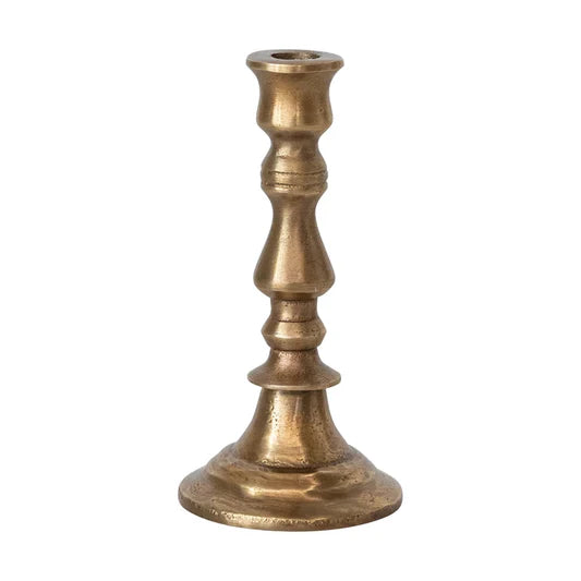 Cast Aluminum Taper Holder, Antique Brass Finish, Tall