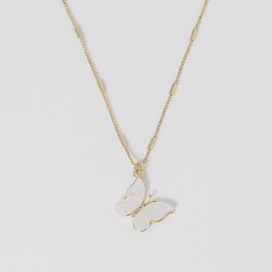 Mother of Pearl Butterfly Necklace