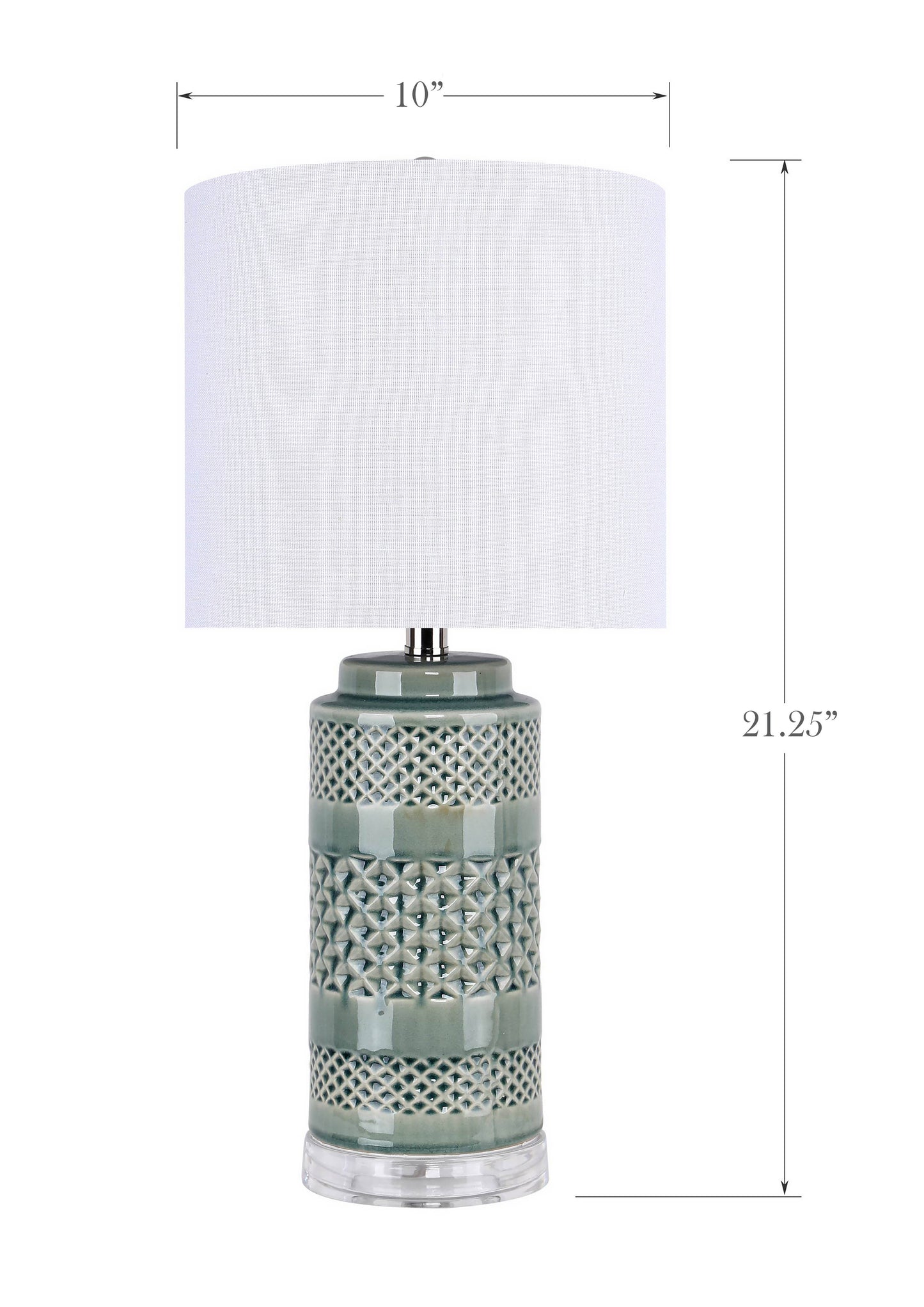 Soft Teal Ceramic Table Lamp w/ Linen Shade