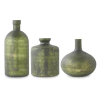 Olive Green Matte Glass Bottle Vases