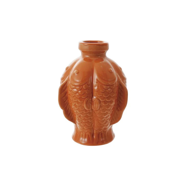Stoneware Fish Vase Orange