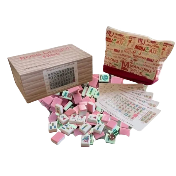 Rose Dragon Mahjong Pink Tile Set