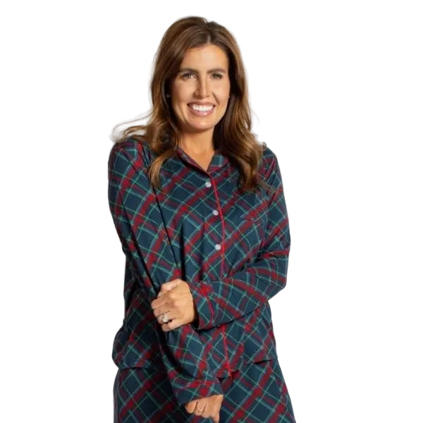Layton Plaid Long Sleeve Button Up Sleep Set