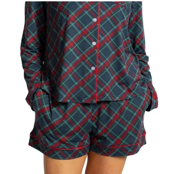 Layton Plaid Long Sleeve Button Up Sleep Set