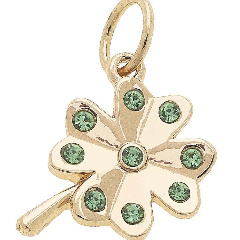 Green Pave Shamrock Charm