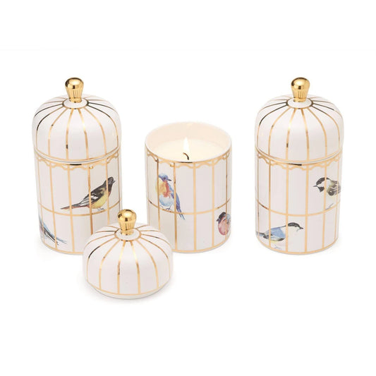 Gilded Cage Lidded Filled Candle with Lemon Verbena Scented Wax in Gift Box